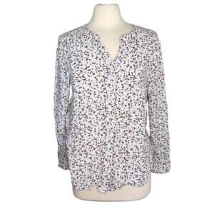 Beach Lunch Lounge Floral Button Up Tunic Top Smocked Shoulders ZZ17